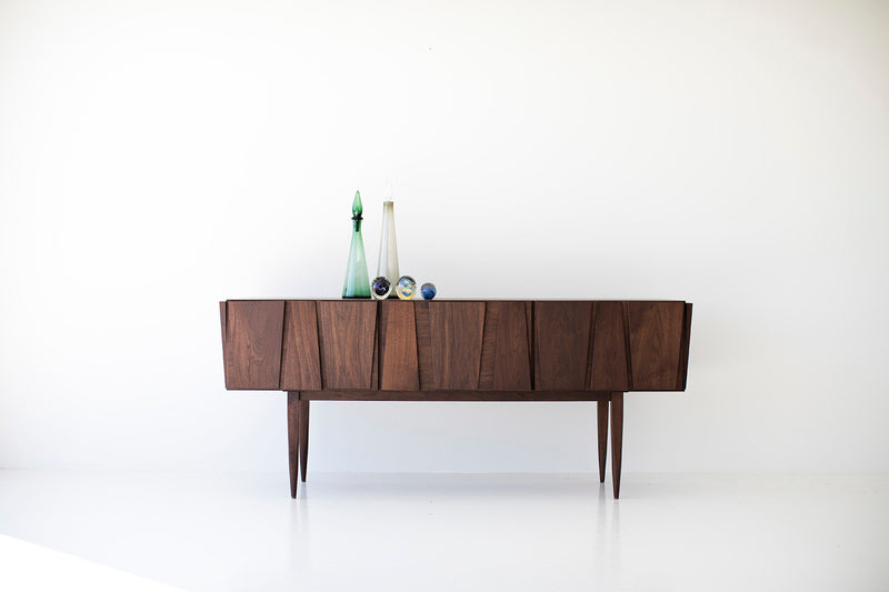 Craft Associates modern walnut console, front view