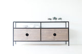 Modern luxury Cali credenza in weathered pine and steel by Bertu Home, front view