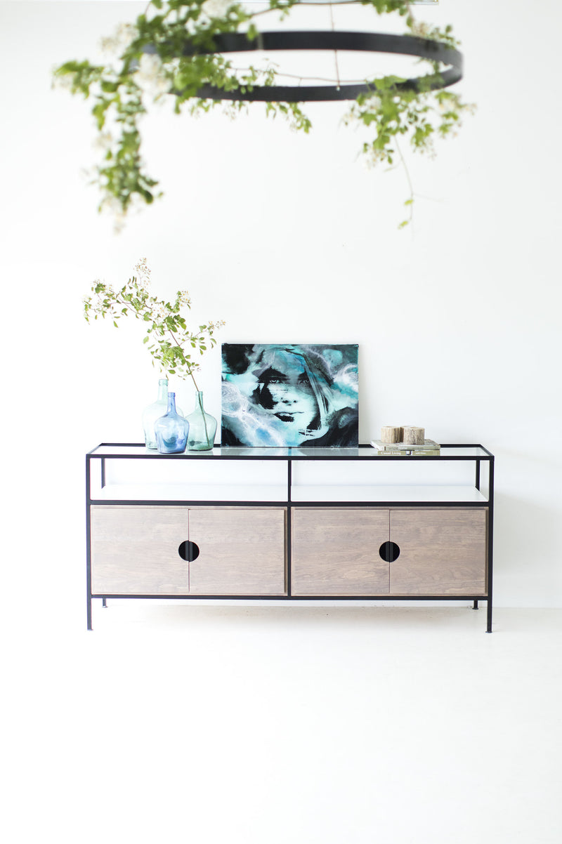 Side profile of the modern luxury Cali Collection credenza