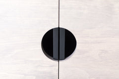 Detail of the white-lacquered center shelf on the modern luxury Cali credenza