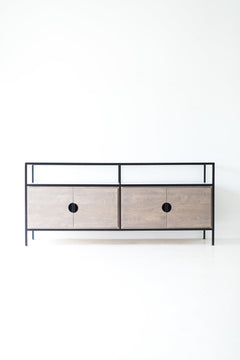 Modern luxury industrial Cali credenza in a living room vignette by Bertu Home