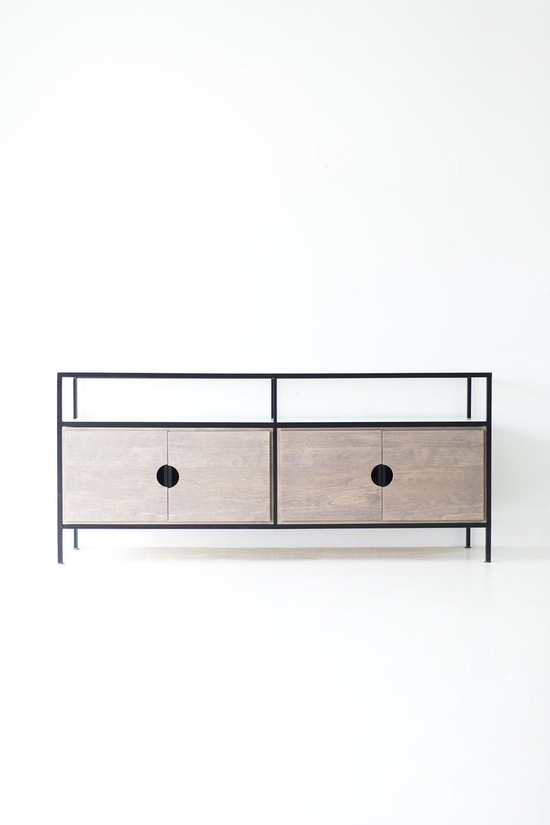 Modern luxury industrial Cali credenza in a living room vignette by Bertu Home