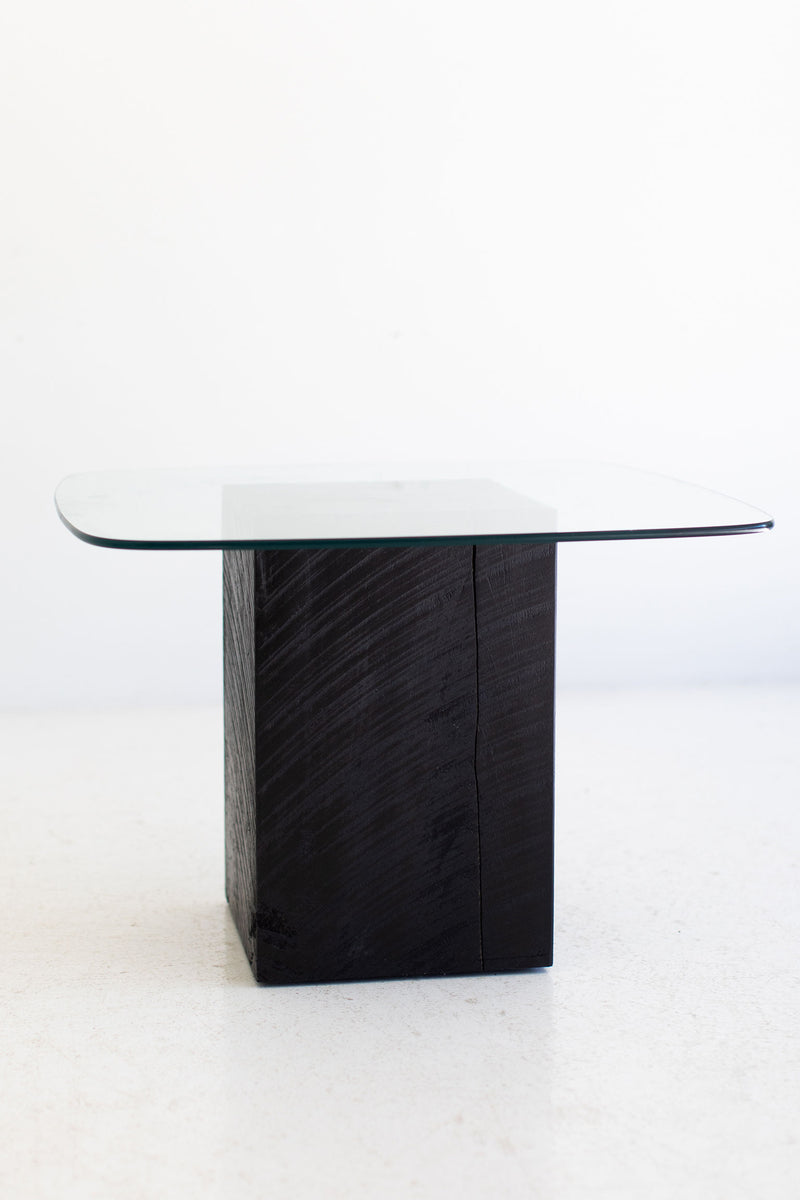 Modern maple stump coffee table, side profile
