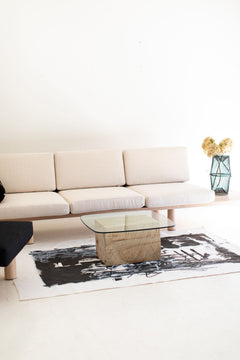 Maple stump table used as a modern side table